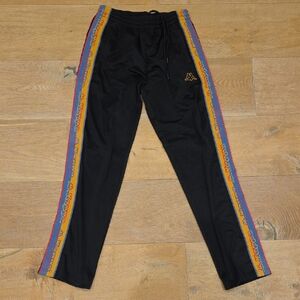 Kappa Black Track Pants with Blue, Orange and Pink Side Taping Men's Size L